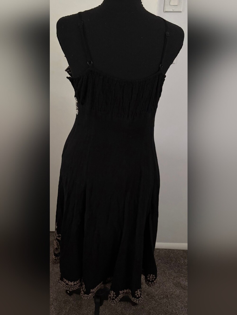 Black Dress with Ivory Lace Embroidery - Picture 2 of 3